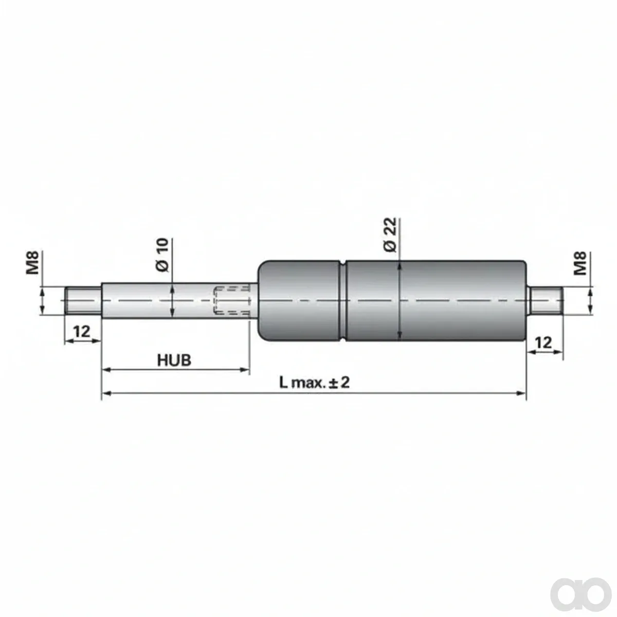 Prillinger-00115450 - Gas Spring Without Connections (00115450)