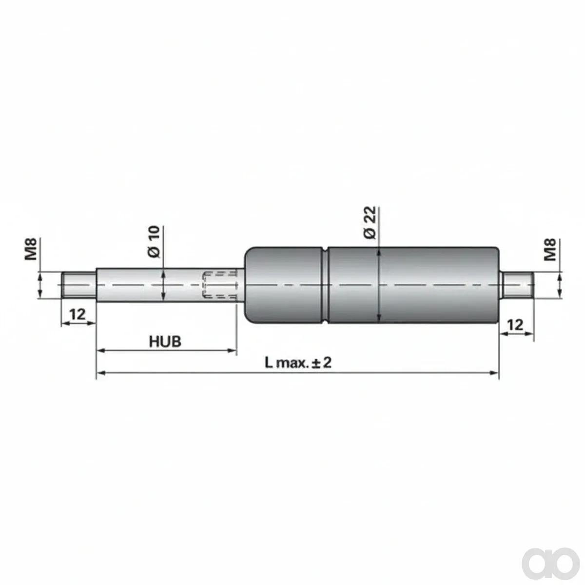 Prillinger-00115458 - Gas Spring Without Connections (00115458)