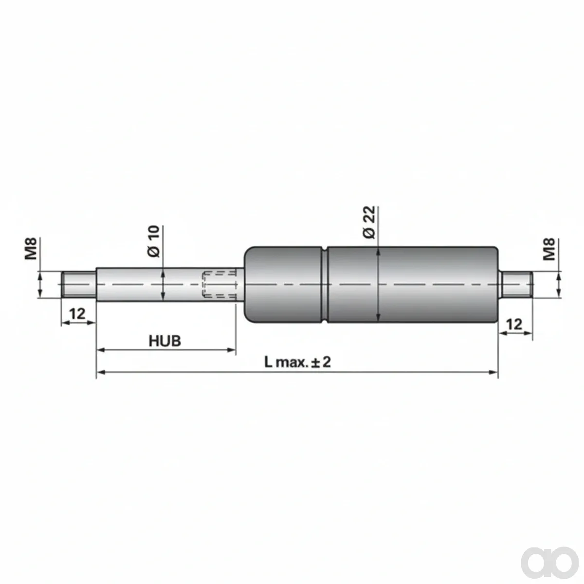 Prillinger-00115461 - Gas Spring Without Connections (00115461)