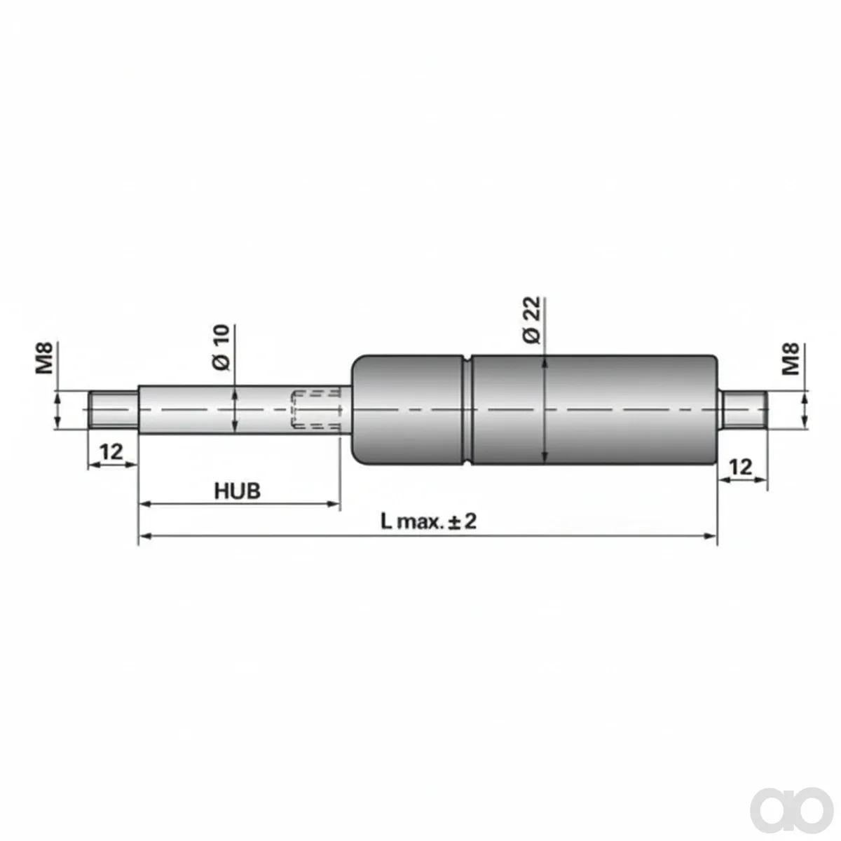 Prillinger-00115481 - Gas Spring Without Connections (00115481)