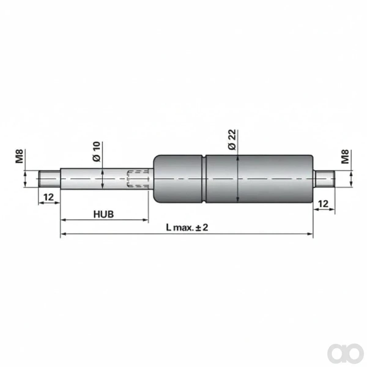 Prillinger-00115487 - Gas Spring Without Connections (00115487)
