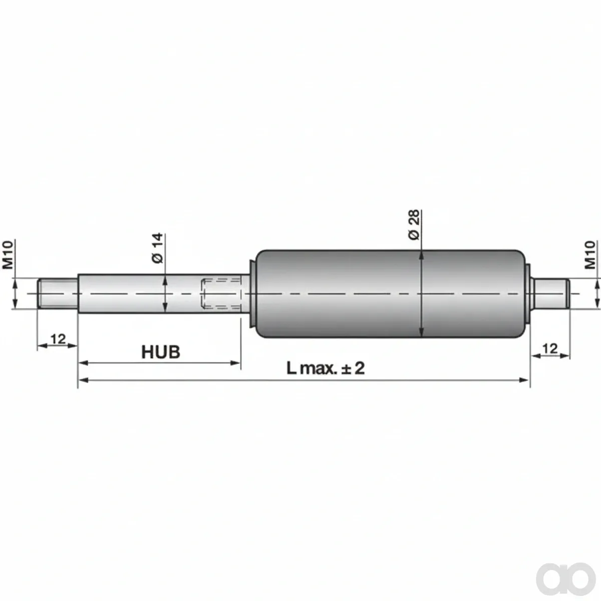 Prillinger-00115913 - Gas spring without connections (00115913)