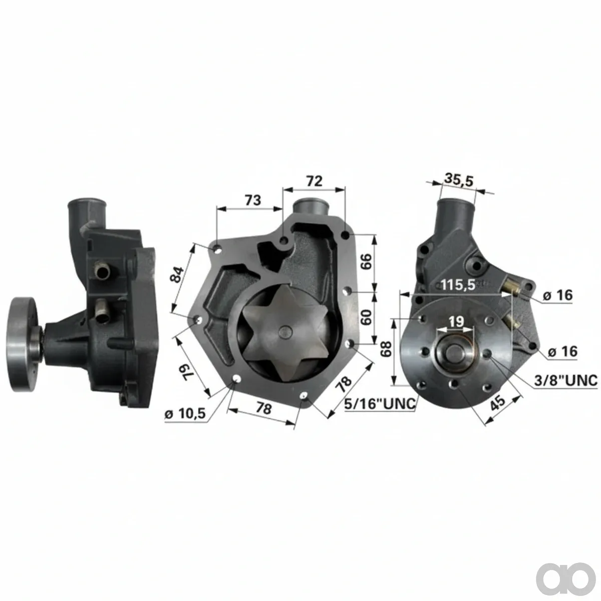 Prillinger-00128214 - Water pump for John Deere (00128214)