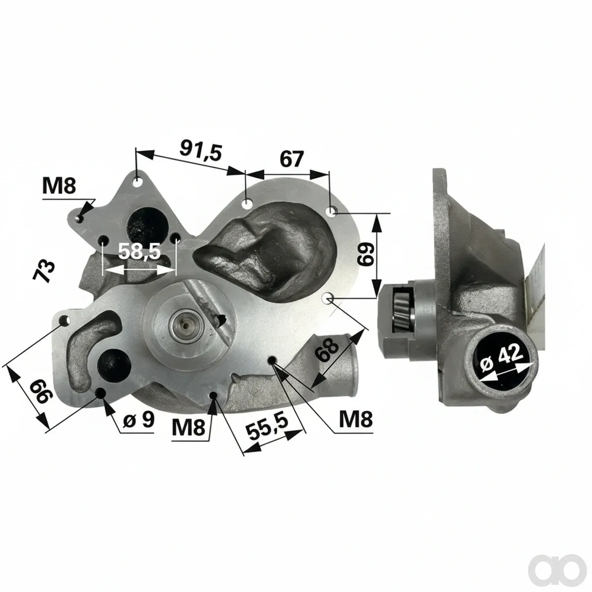 Prillinger-00128724 - Water pump for Perkins (00128724)
