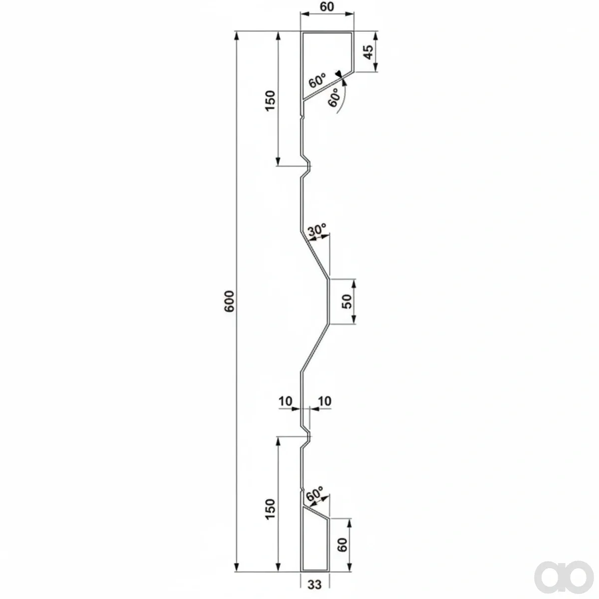 Prillinger-00185050 - Steel side wall 600X2.0X5000 mm (00185050)