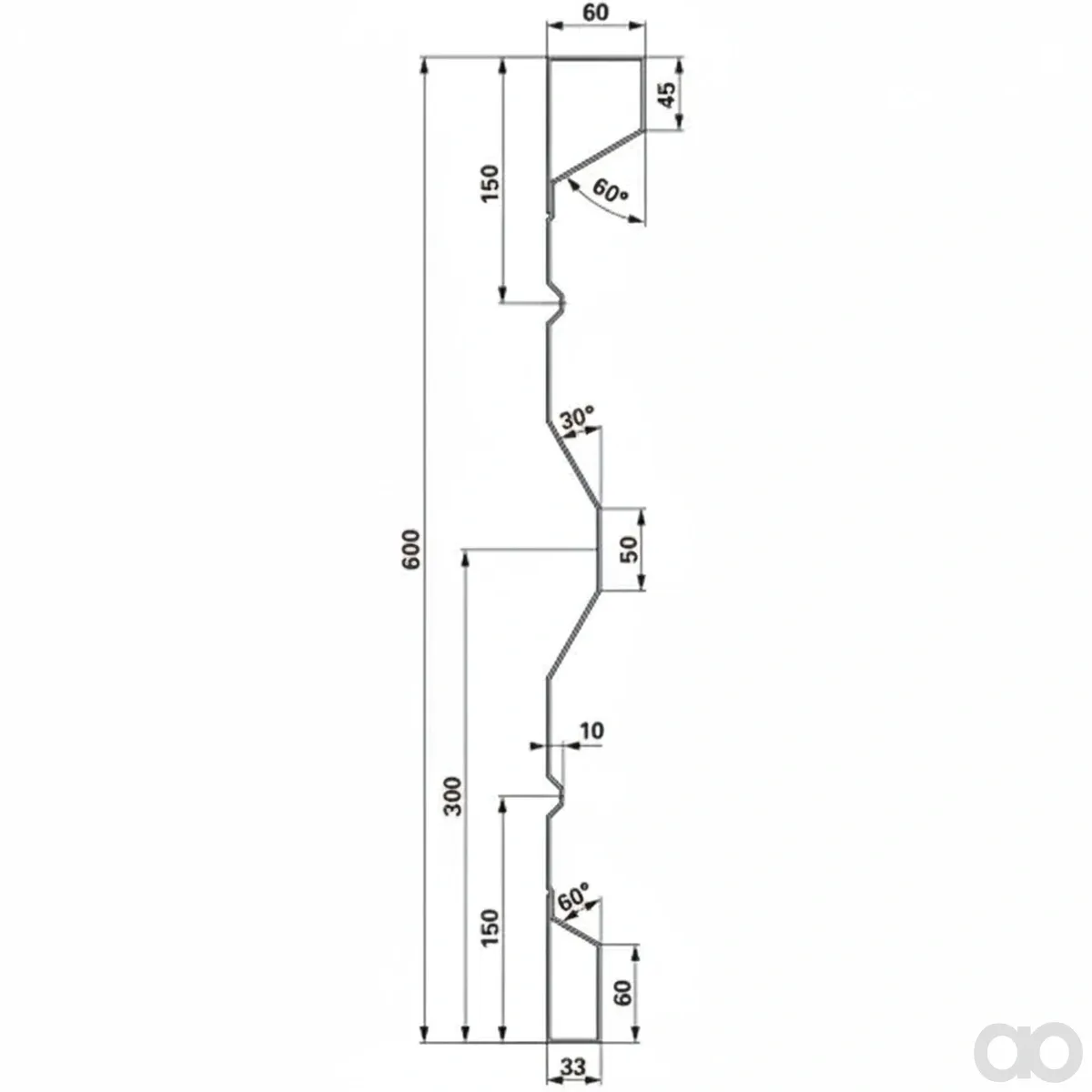 Prillinger-00185053 - Steel side wall 600X2.5X5000 mm (00185053)
