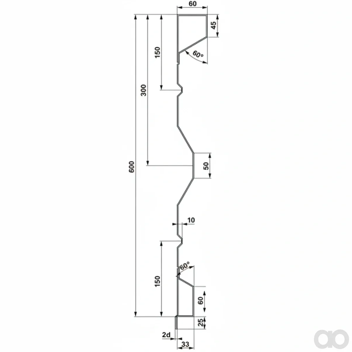 Prillinger-00185091 - Extension steel side wall 600X2.0X6 (00185091)
