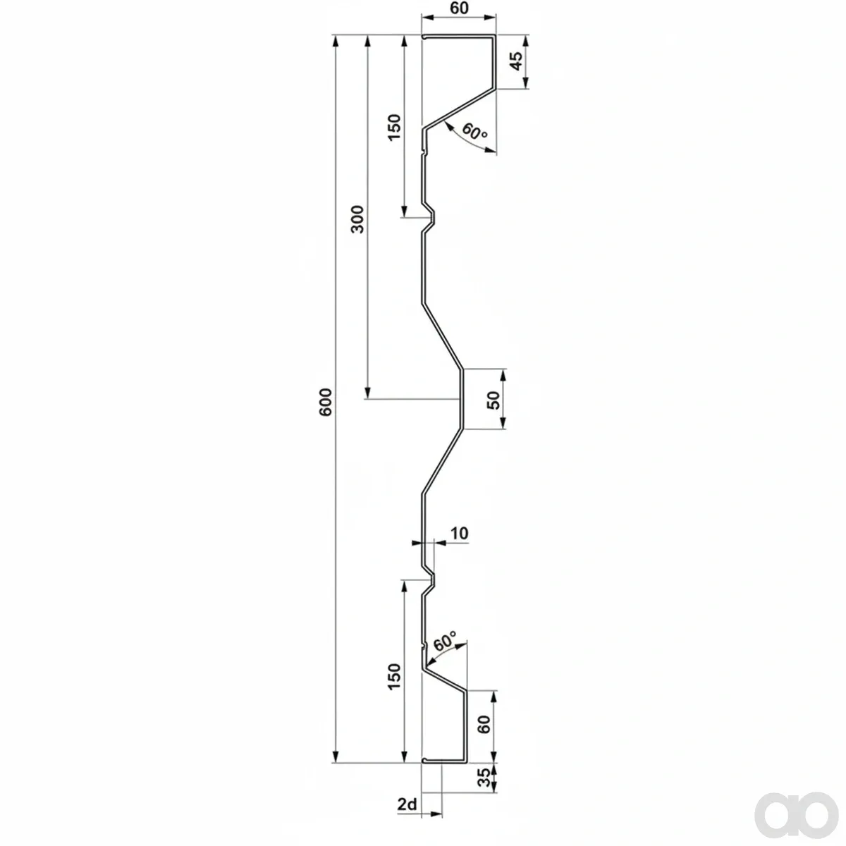 Prillinger-00185093 - Extension steel side wall 600X2.5X5 (00185093)