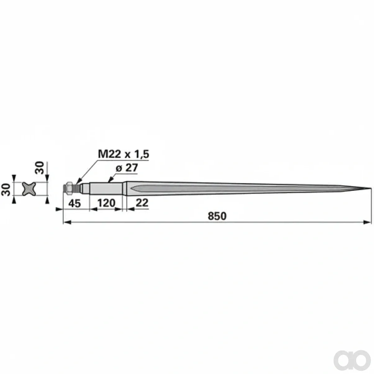 Prillinger-00190052 - Tine to Rotschne 850 mm M22x1 (00190052)