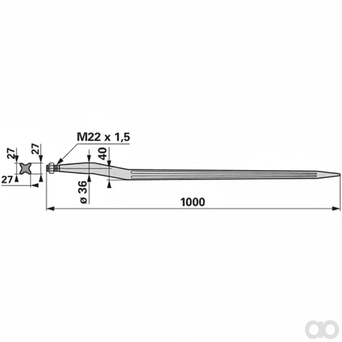 Prillinger-00190151 - Profile tine to Kuhn M22x1.5 10 (00190151)