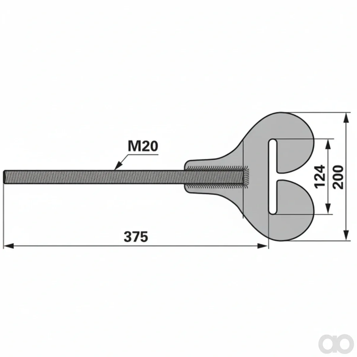 Prillinger-00190302 - Crane suspension M20 375 mm (00190302)