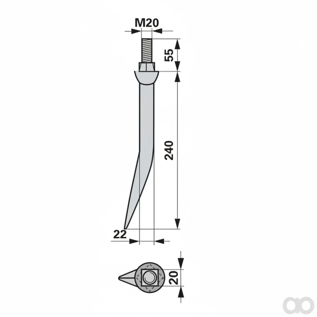 Prillinger-00230263 - Harrow tooth bent Offset V (00230263)