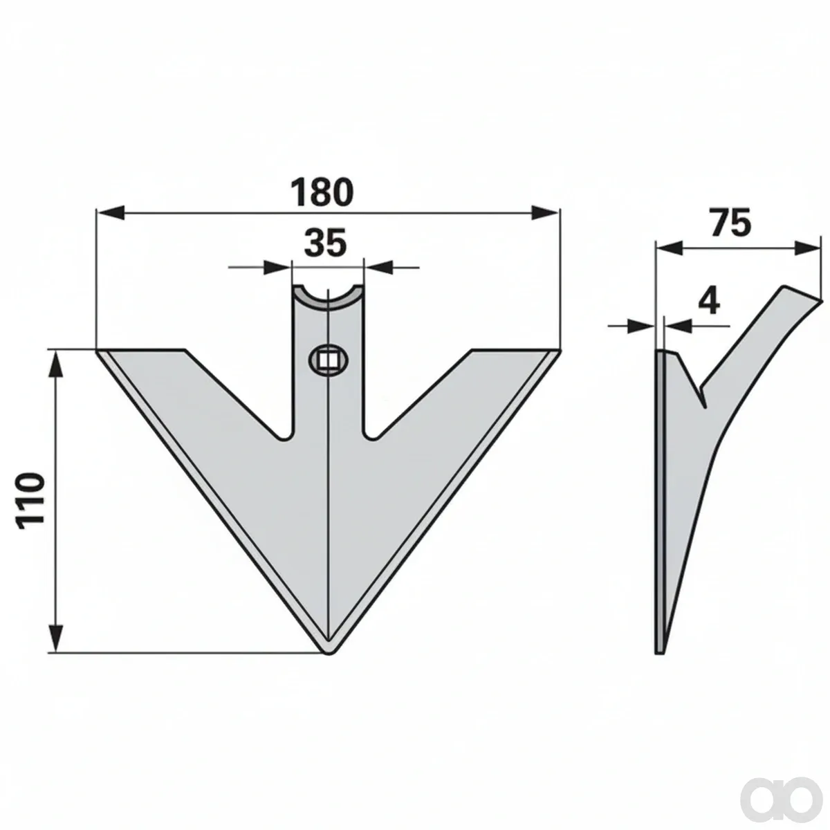 Prillinger-00231050 - Goosefoot share 180X4 1-hole (00231050)