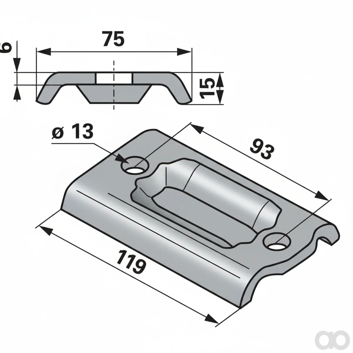 Prillinger-00240350 - Retaining plate L 119 B 75 La 93 (00240350)