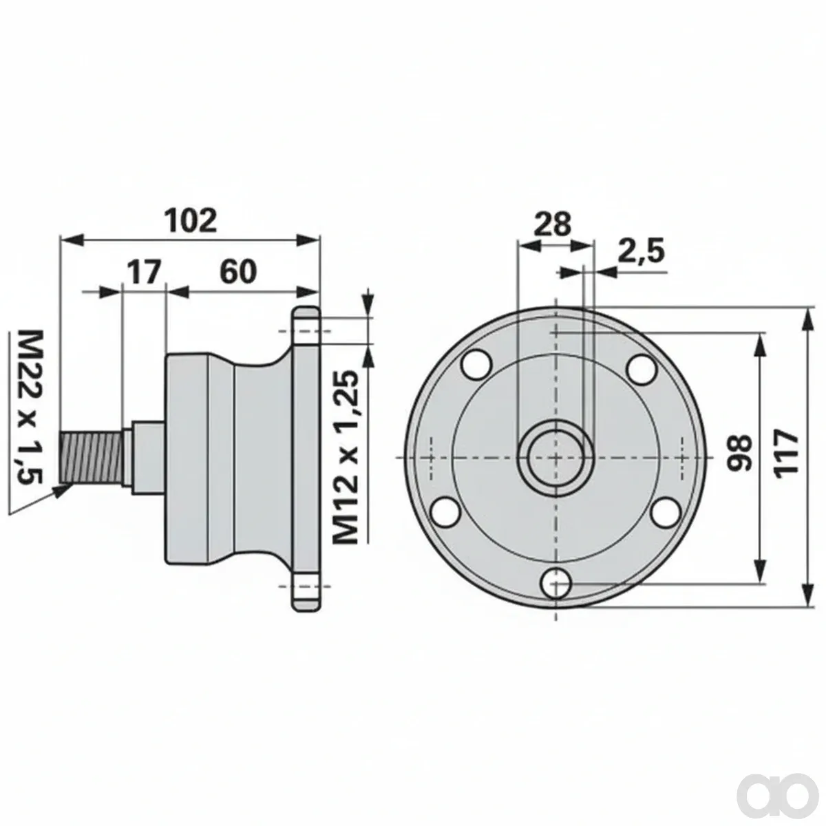 Prillinger-00241256 - Disc Bearing 5 Hole Hole Circle (00241256)