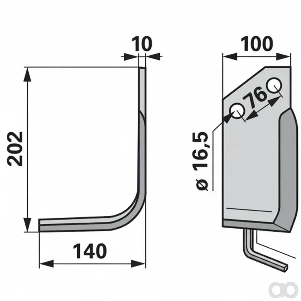 Prillinger-00270067 - Angle knife left 100X10 L = (00270067)