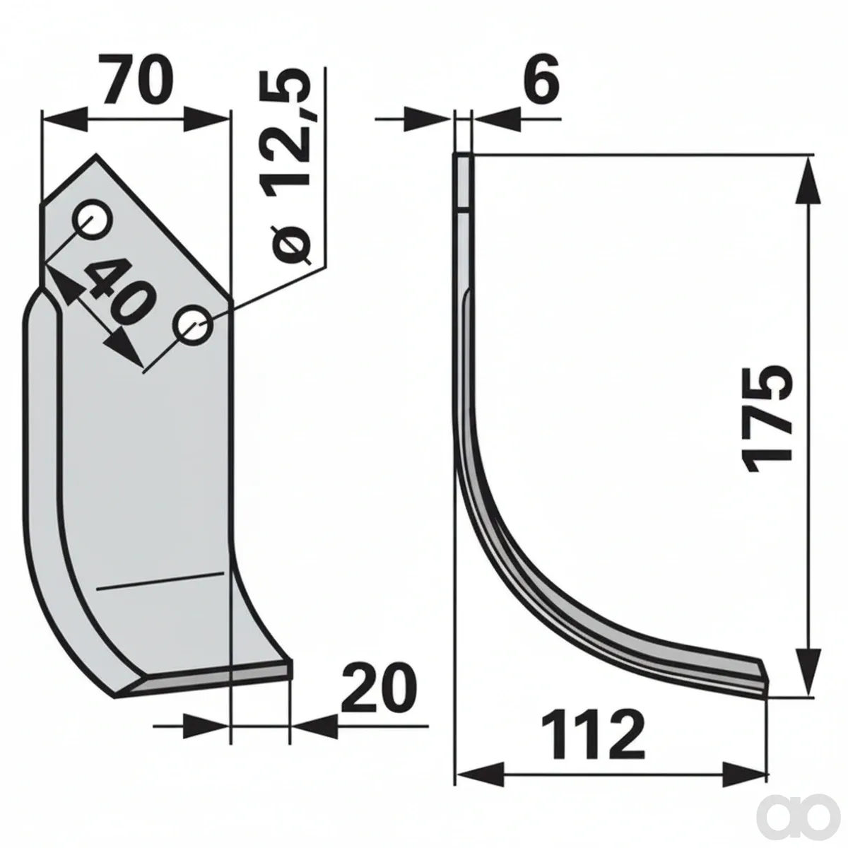Prillinger-00270070 - Curved knife right instead of (00270070)