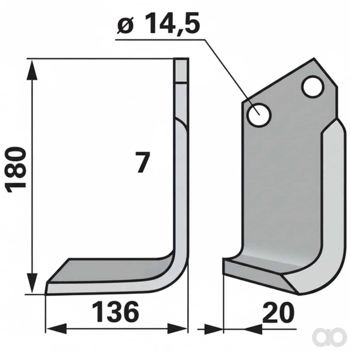 Prillinger-00270079 - Angle knife left 70X7 L = 18 (00270079)