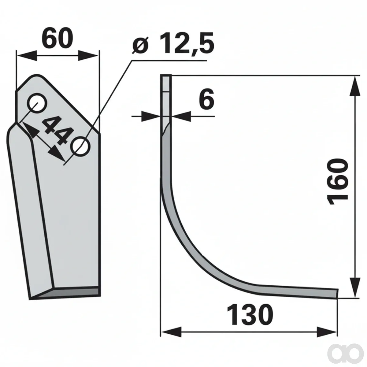 Prillinger-00270160 - Curved knife right B130X6L160 (00270160)