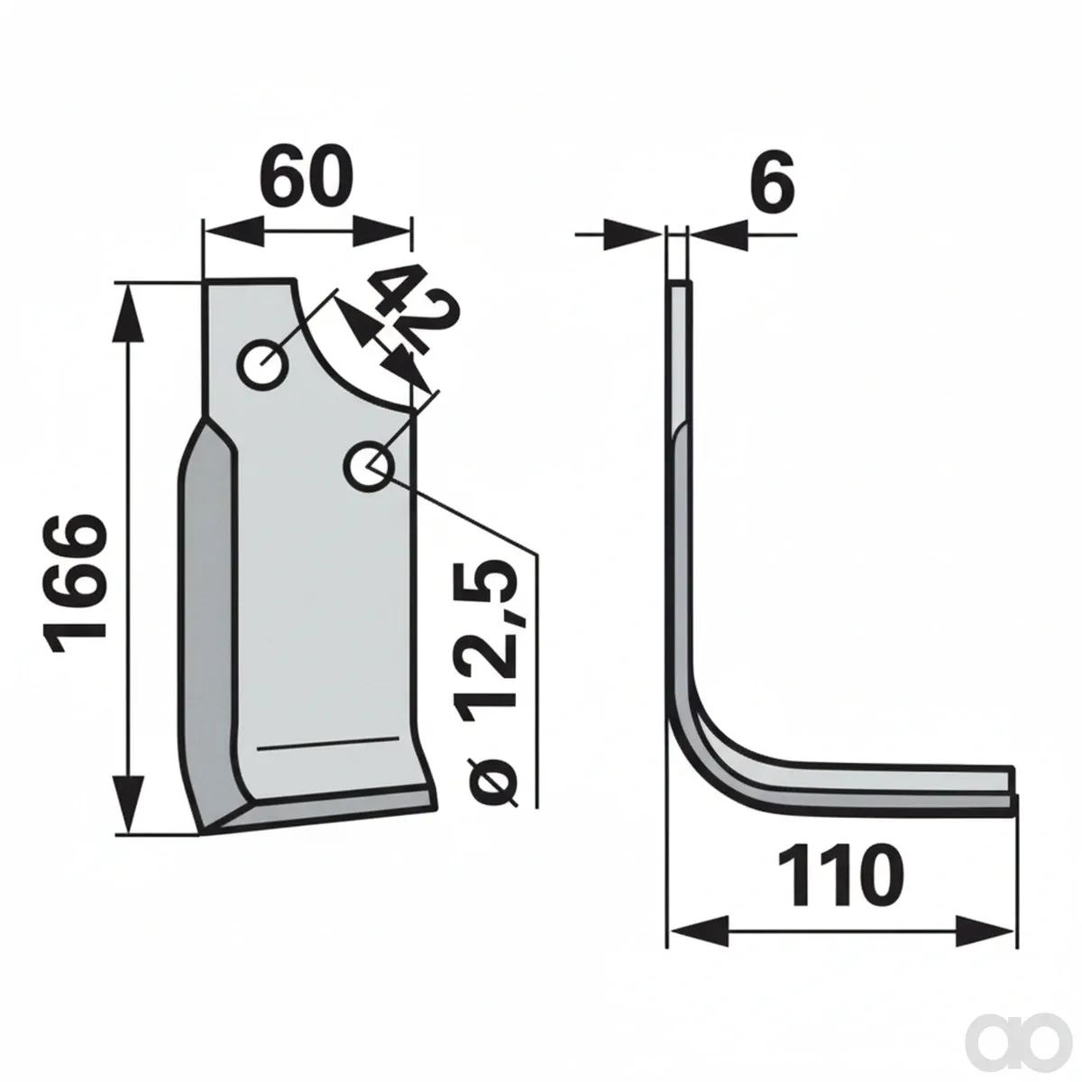 Prillinger-00270602 - Angle knife right 60X6 L = 1 (00270602)