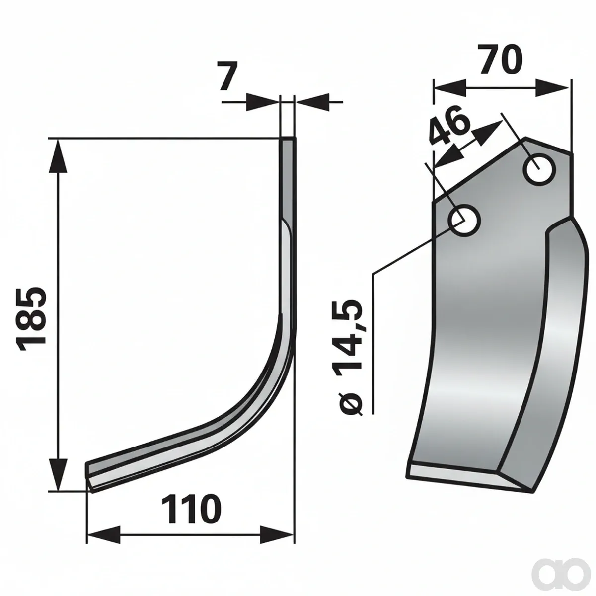 Prillinger-00270731 - Curved knife left 70X7 L =185 (00270731)