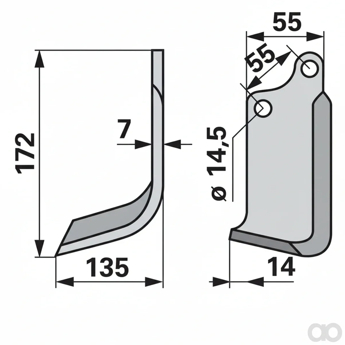 Prillinger-00270959 - Curved cutter left 80X7 L = 172 (00270959)