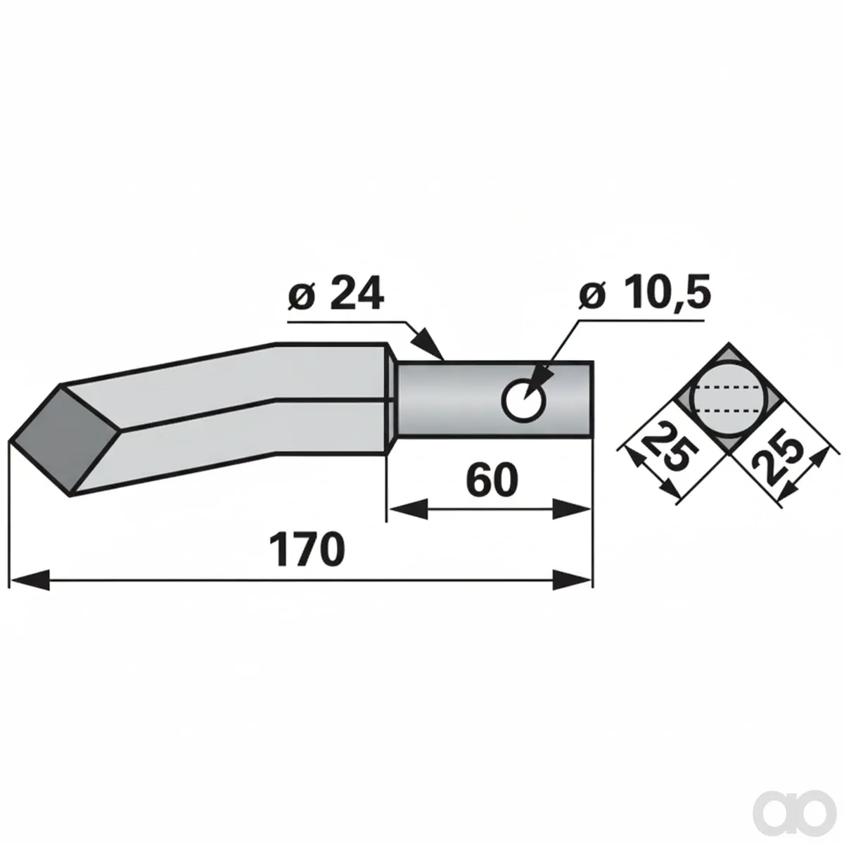 Prillinger-00271028 - Rotor tine right 25X25 L = 17 (00271028)