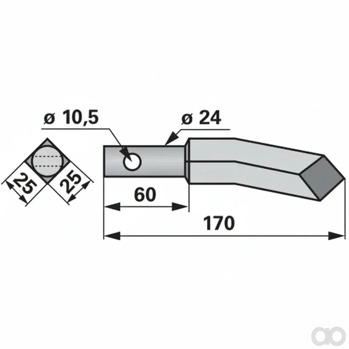 Prillinger-00271029 - Rotor tine left 25X25 L = 170 (00271029)