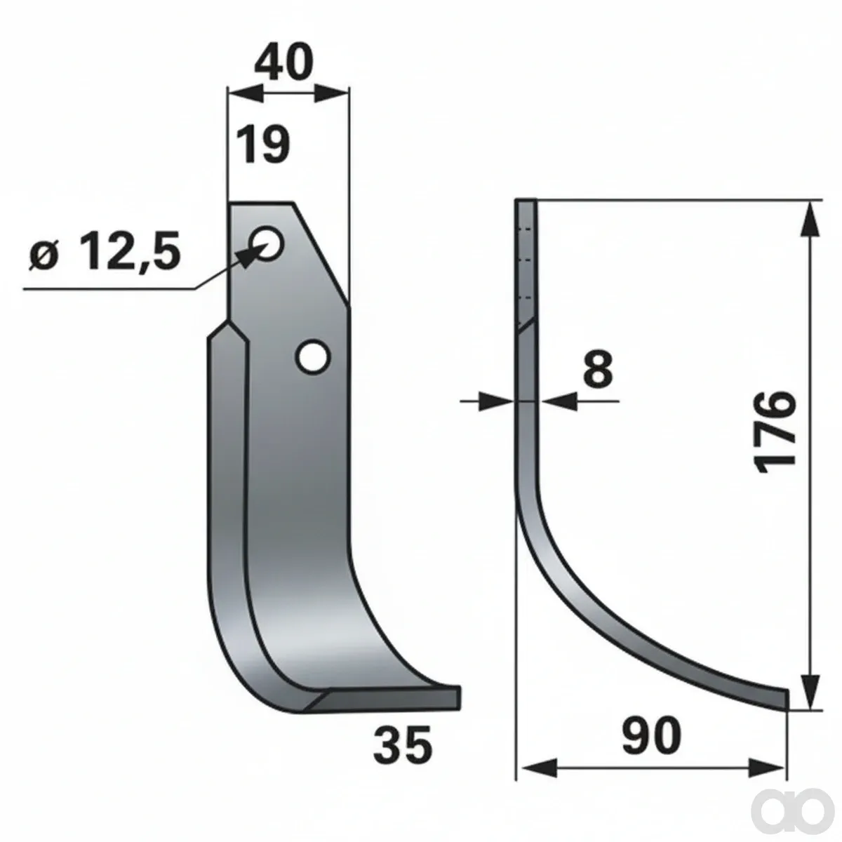Prillinger-00271088 - Curved cutter right 40X8 L = 17 (00271088)