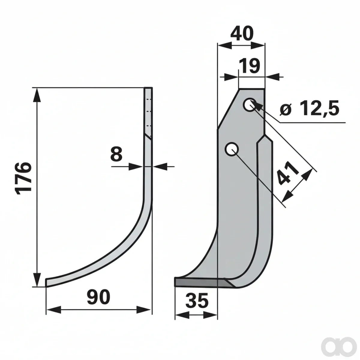 Prillinger-00271089 - Curved cutter left 40X8 L = 176 (00271089)