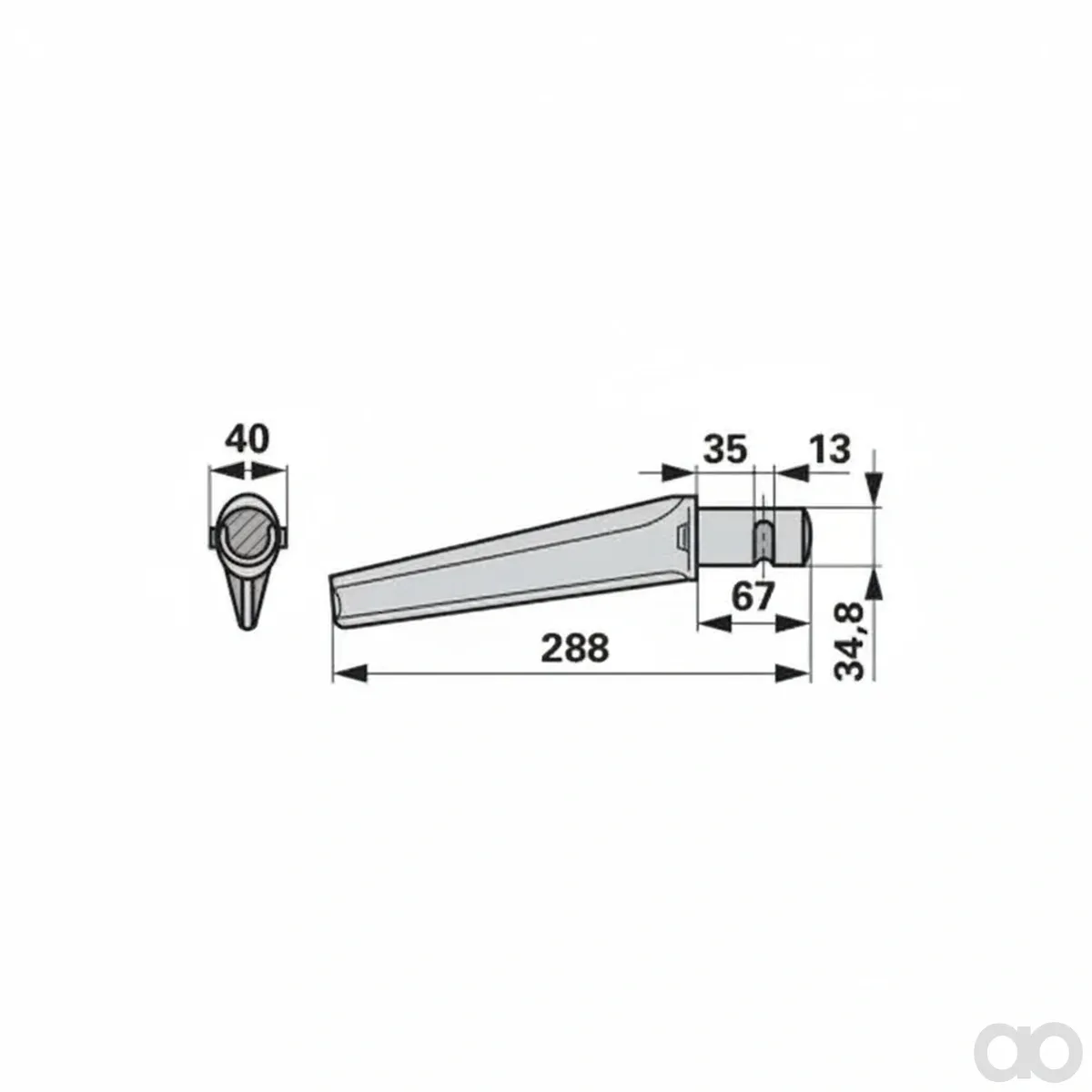Prillinger-00280183 - Rotary harrow tine Straight Instead (00280183)