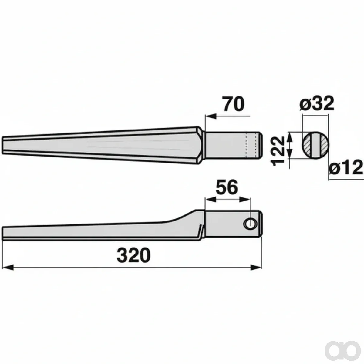 Prillinger-00280243 - Rotary harrow tine Straight Instead (00280243)