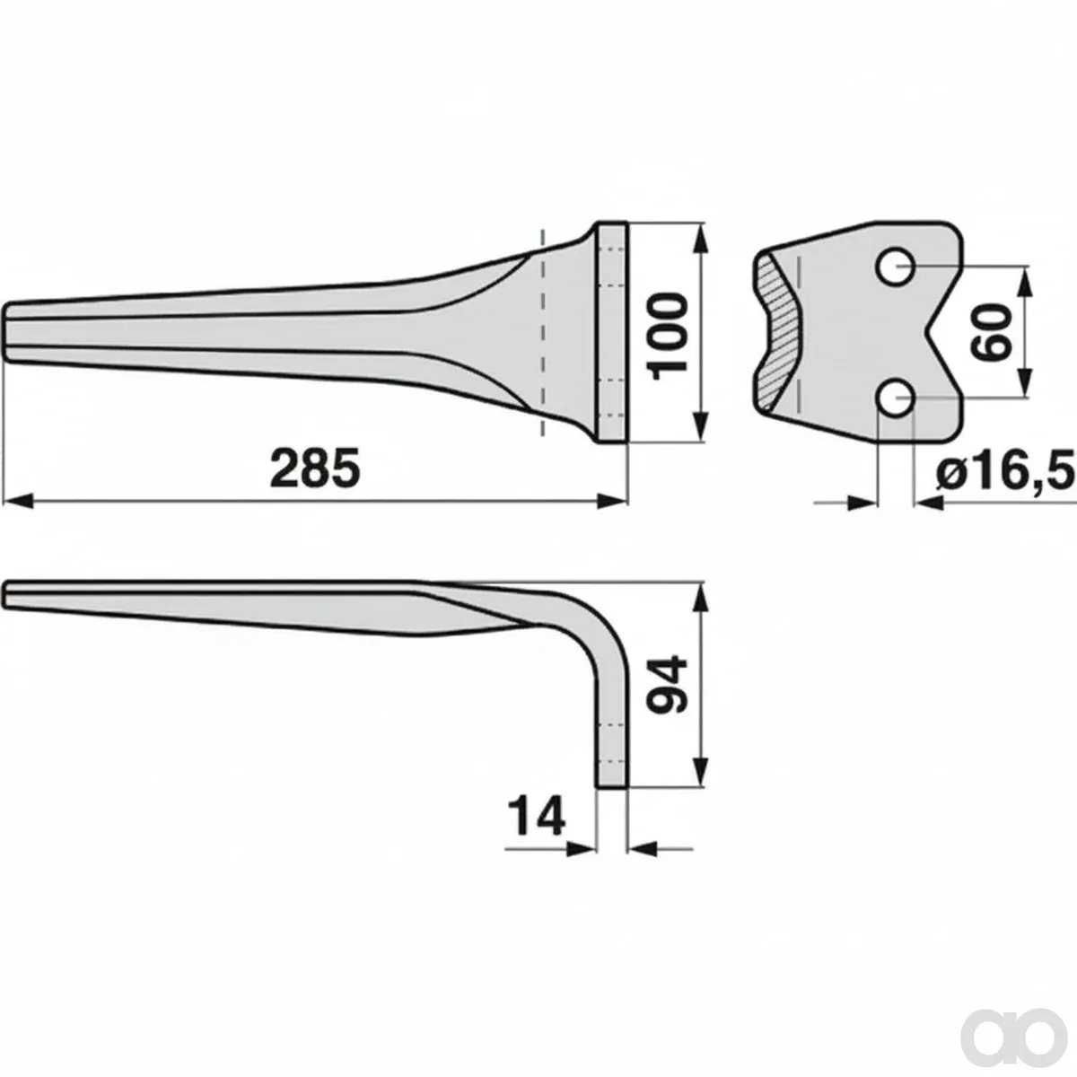 Prillinger-00280249 - Rotary harrow tine Straight Instead (00280249)