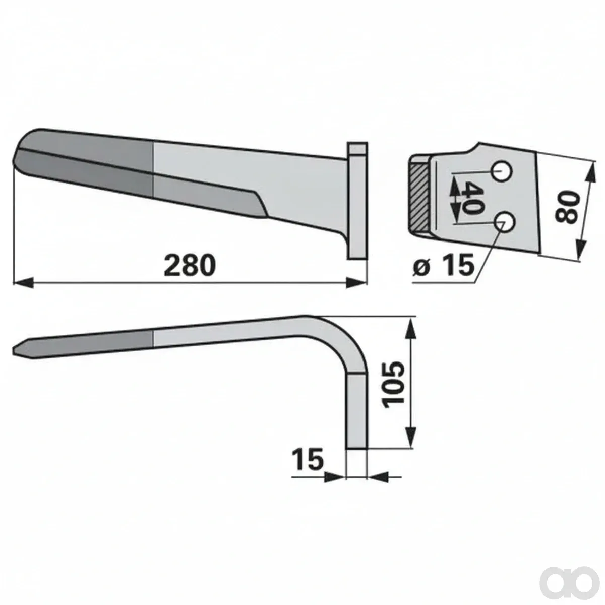 Prillinger-00280266 - Rotary harrow tine right Instead (00280266)