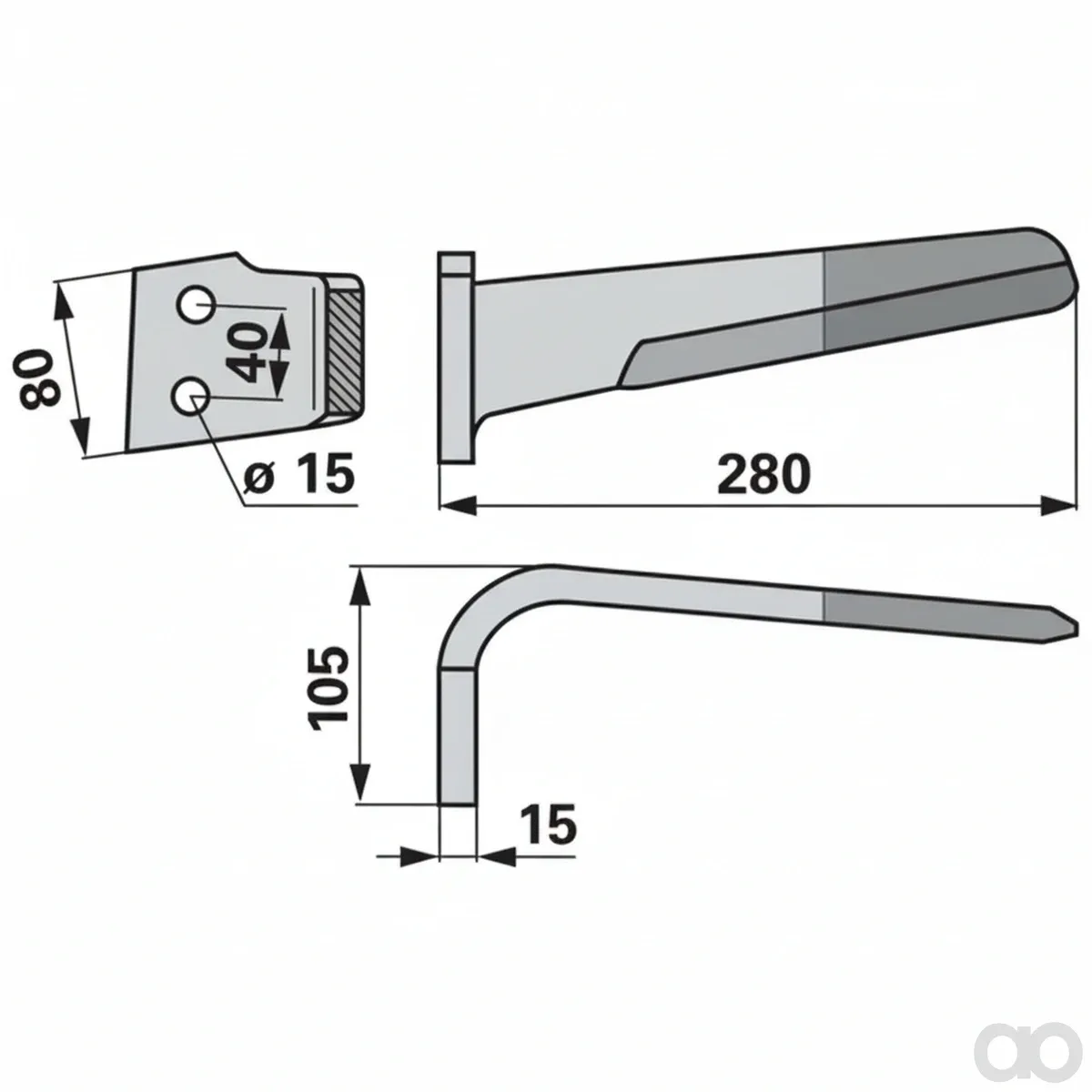 Prillinger-00280267 - Rotary harrow tine left Instead (00280267)