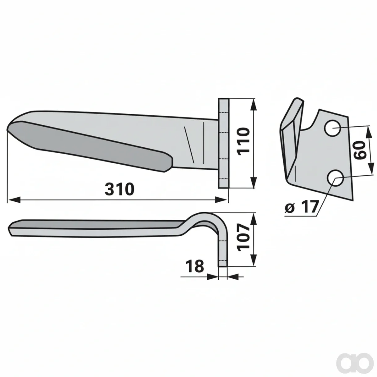 Prillinger-00281004 - Circular harrow tine right attachment (00281004)