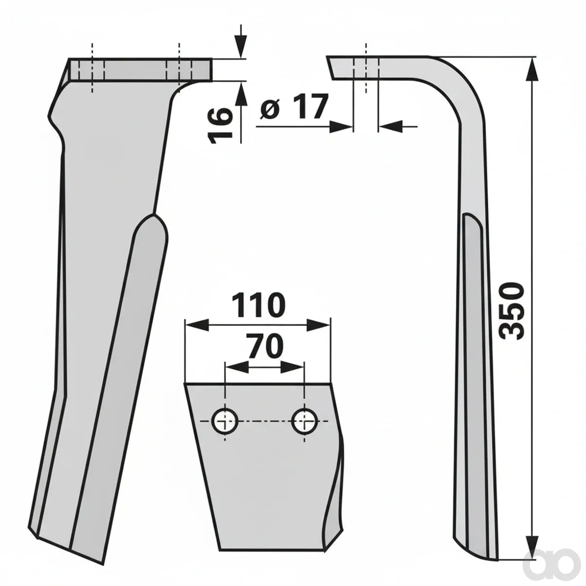 Prillinger-00281096 - Circular harrow tine right attachment (00281096)