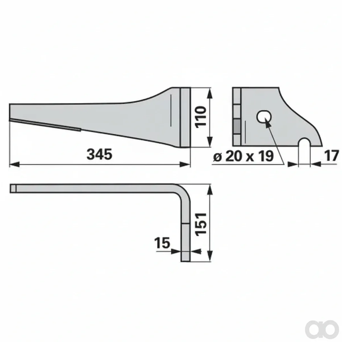 Prillinger-00281102 - Circular harrow tine right Vogel (00281102)