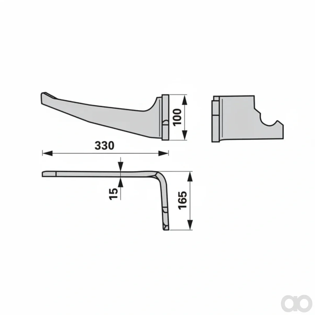 Prillinger-00281146 - Rotary cultivator tine right Ans (00281146)