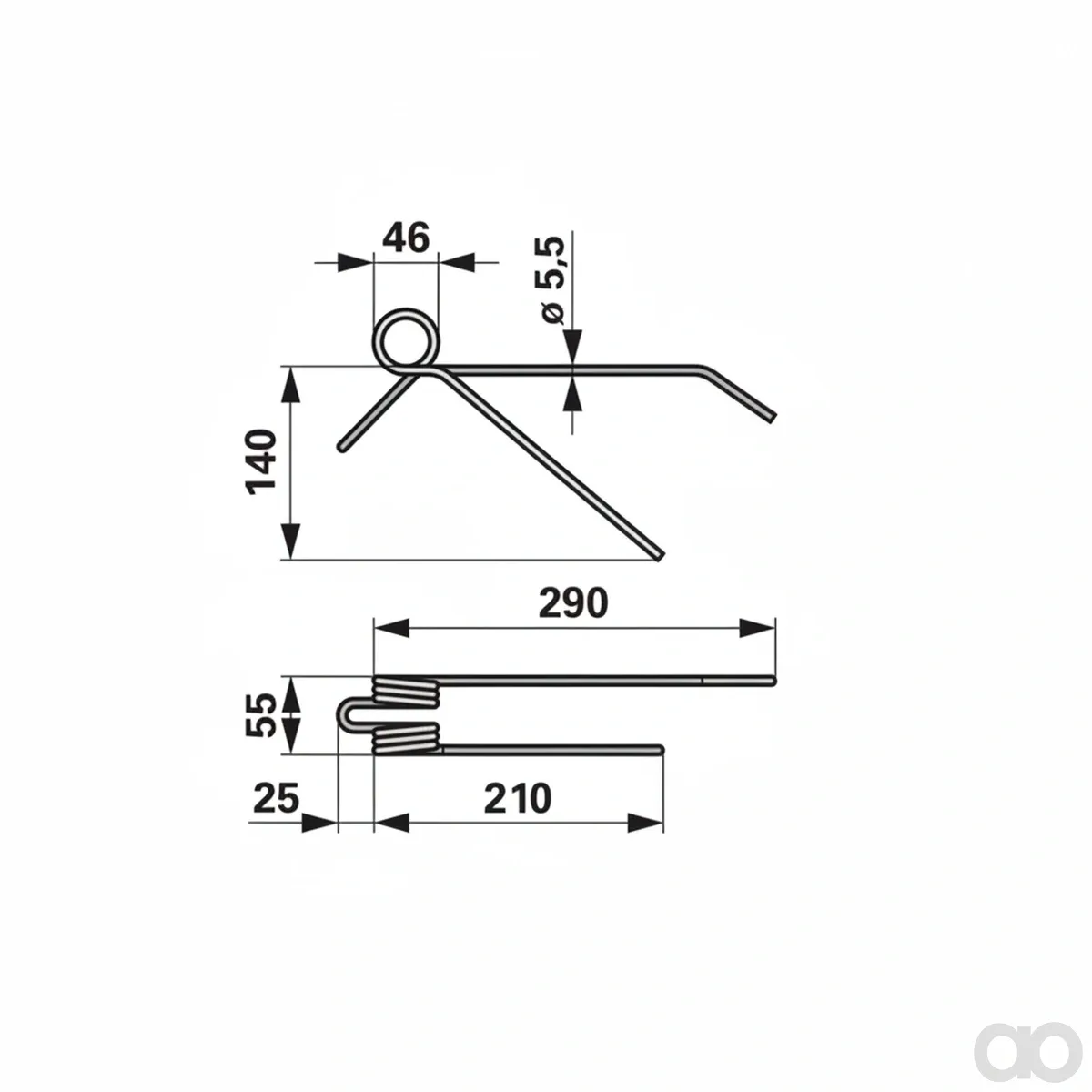 Prillinger-00310360 - Seed harrow tine Instead Von (00310360)