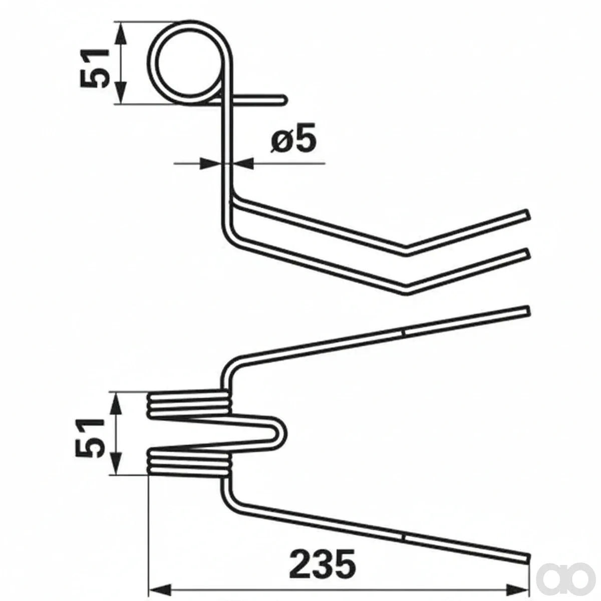 Prillinger-00310395 - Seed harrow tine Instead Von (00310395)
