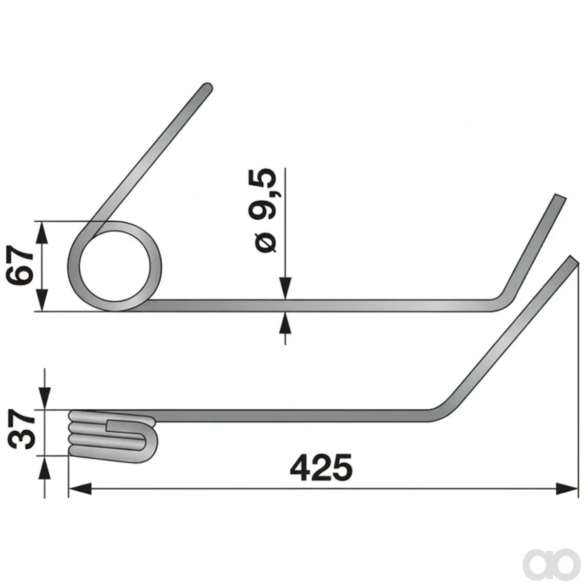 Prillinger-00310602 - Seed harrow tine left replacement (00310602)