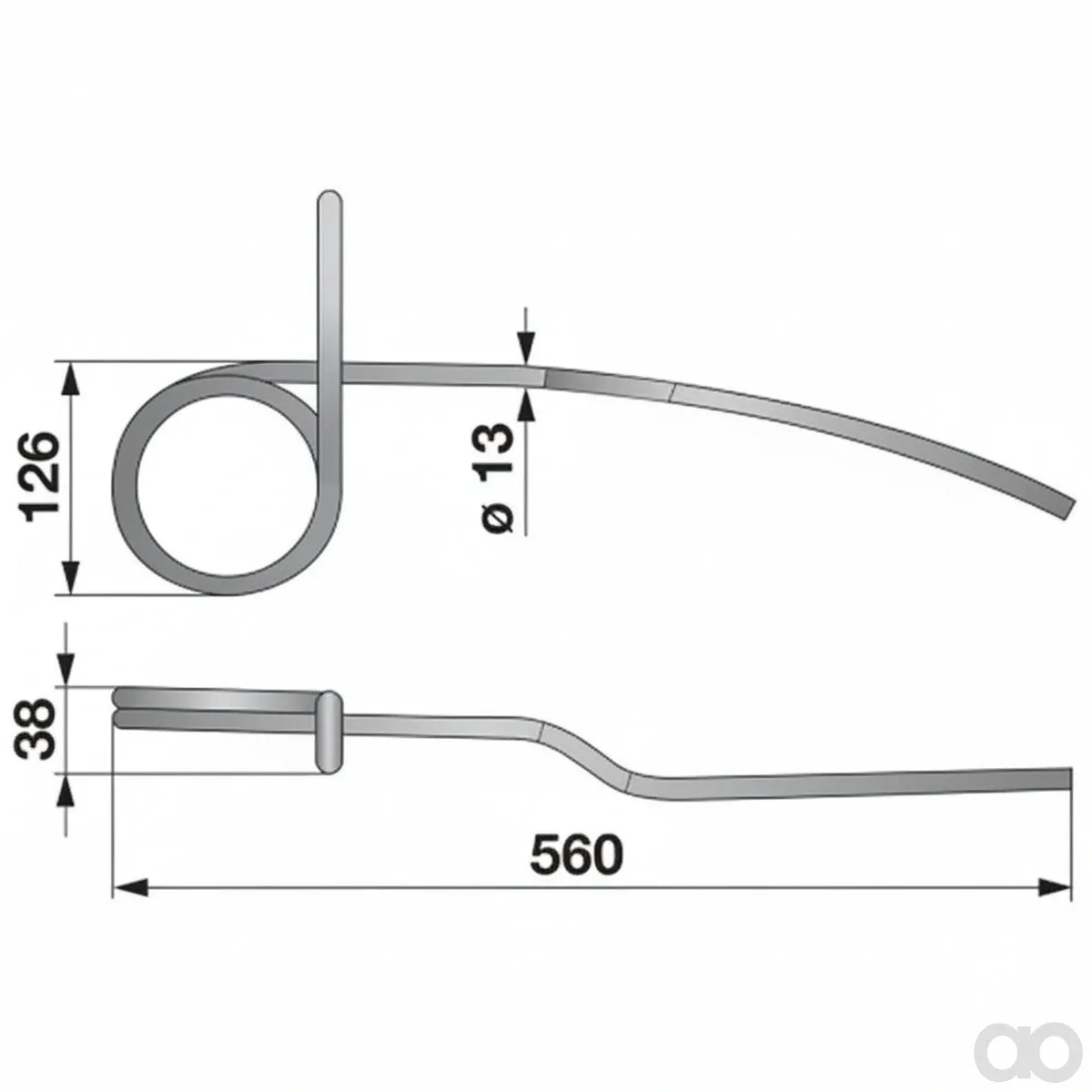 Prillinger-00310631 - Seed harrow tine right replacement (00310631)