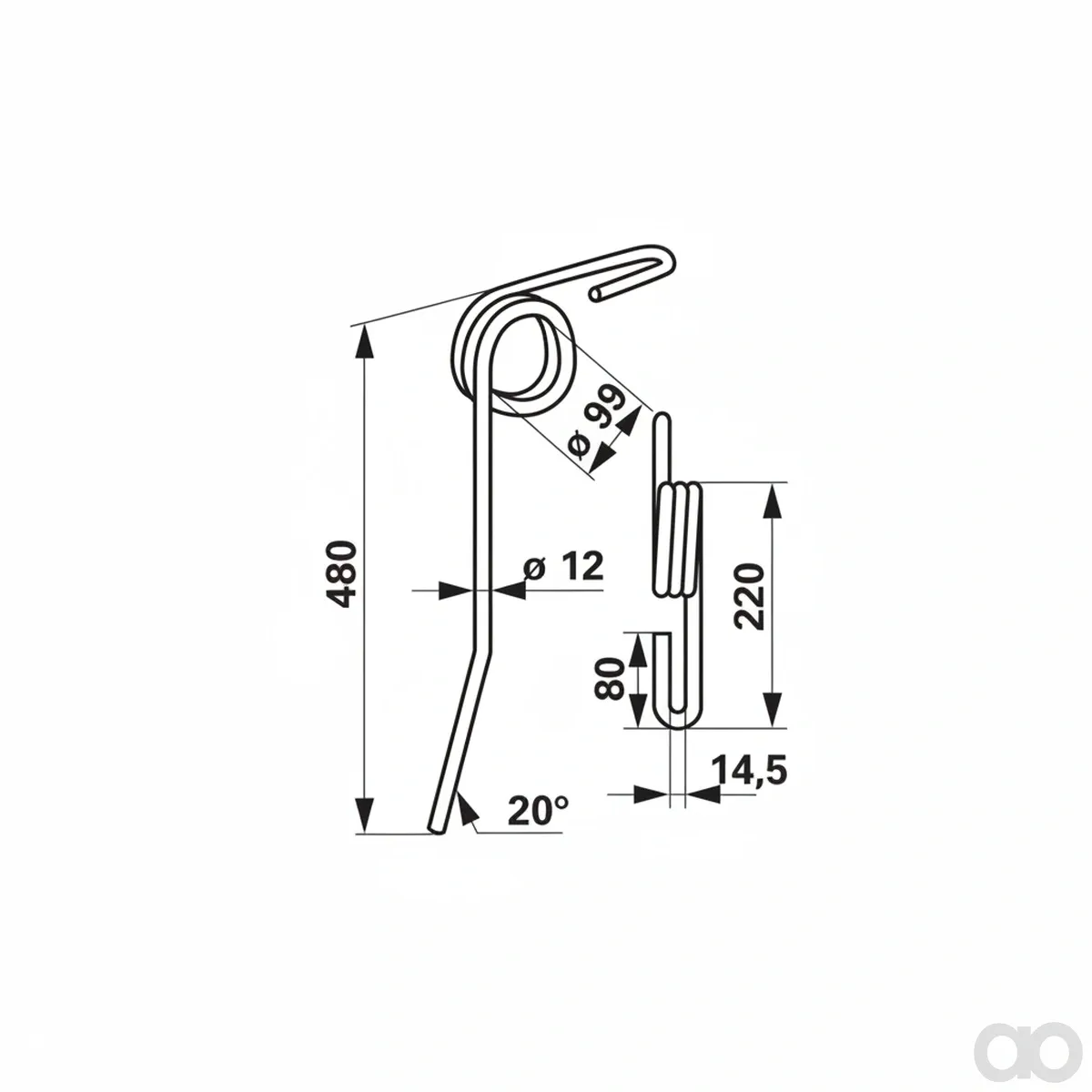 Prillinger-00310727 - Seed harrow tine replacement for Güt (00310727)
