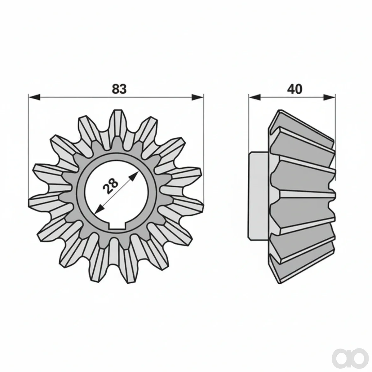Prillinger-00453574 - Bevel gear 15 teeth, Ad: 28 mm, (00453574)