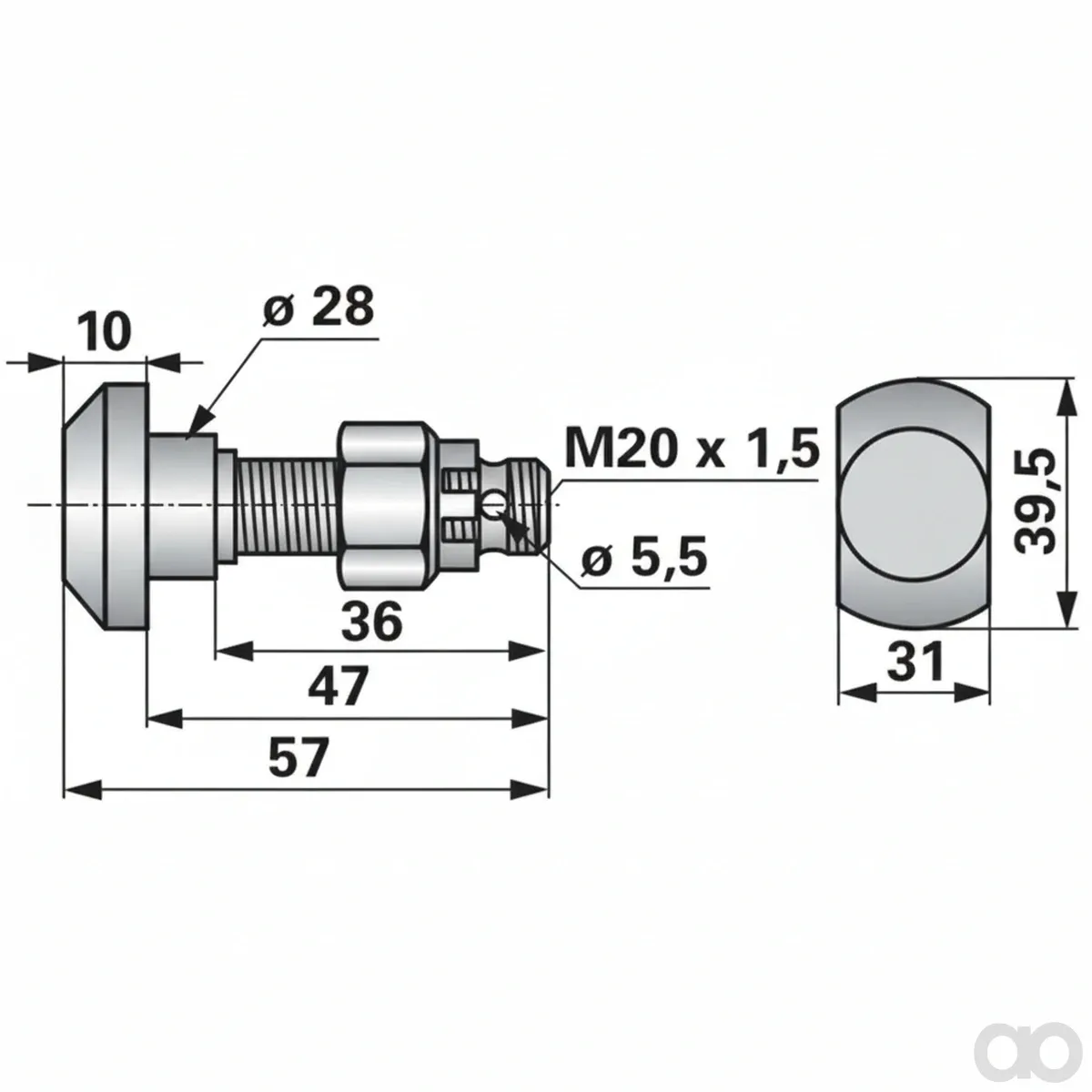 Prillinger-00530038 - Knife Screw M20X57 1 Piece (00530038)
