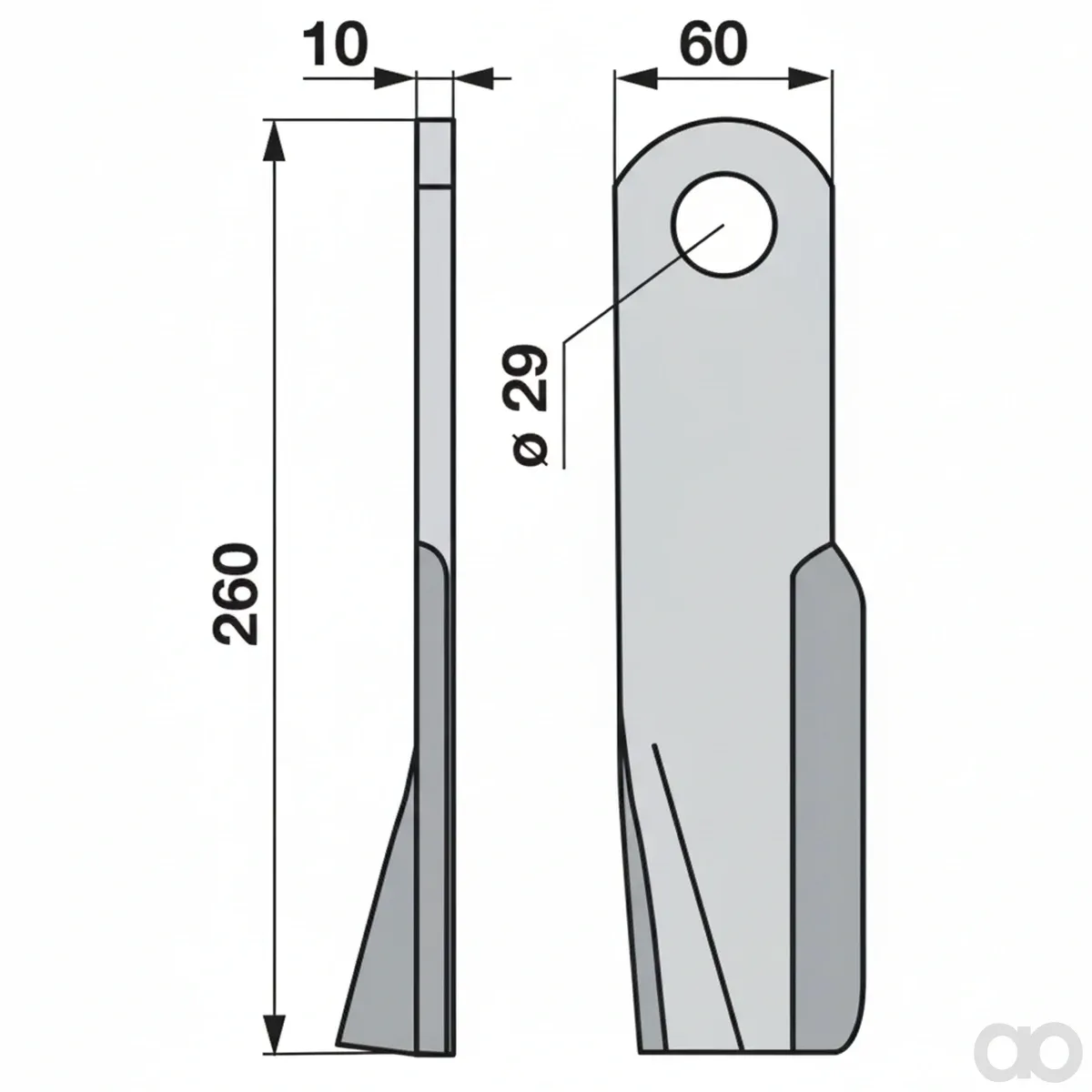 Prillinger-00530661 - Flail knife left 60X10 L=2 (00530661)
