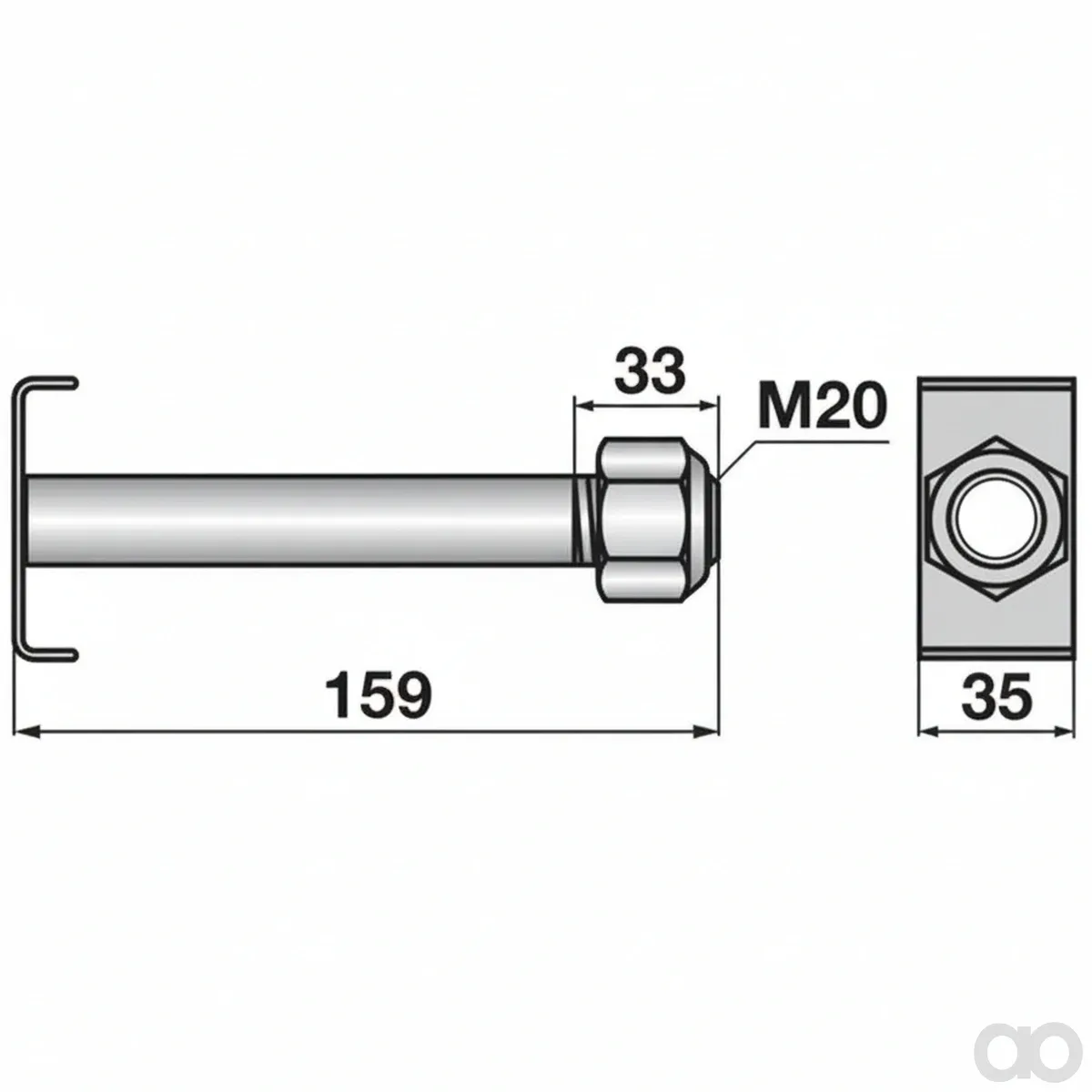 Prillinger-00530756 - Knife screw M20X2.5X160Mm M (00530756)
