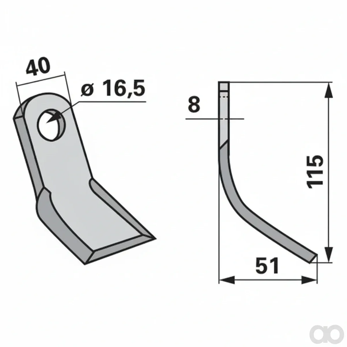 Prillinger-00530811 - Y – knife 40X8 L=115 Lo 16.5 (00530811)