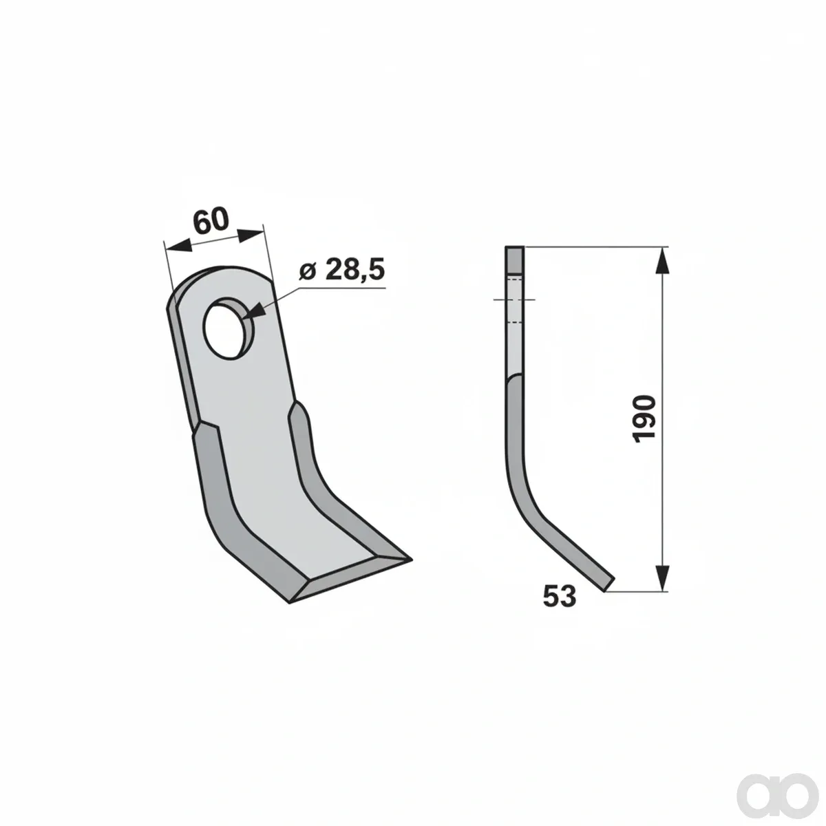 Prillinger-00530862 - Y – knife 60X8 L=190 Lo 28.5 (00530862)
